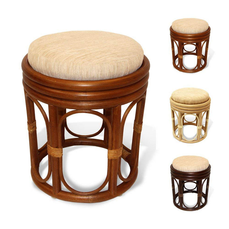 Bayou Breeze Adero Rattan Vanity Stool Wayfair